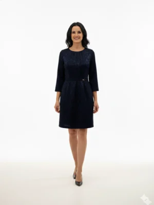 Elegantné dámske šaty Laura – modrá elegancia so sponou | EDO