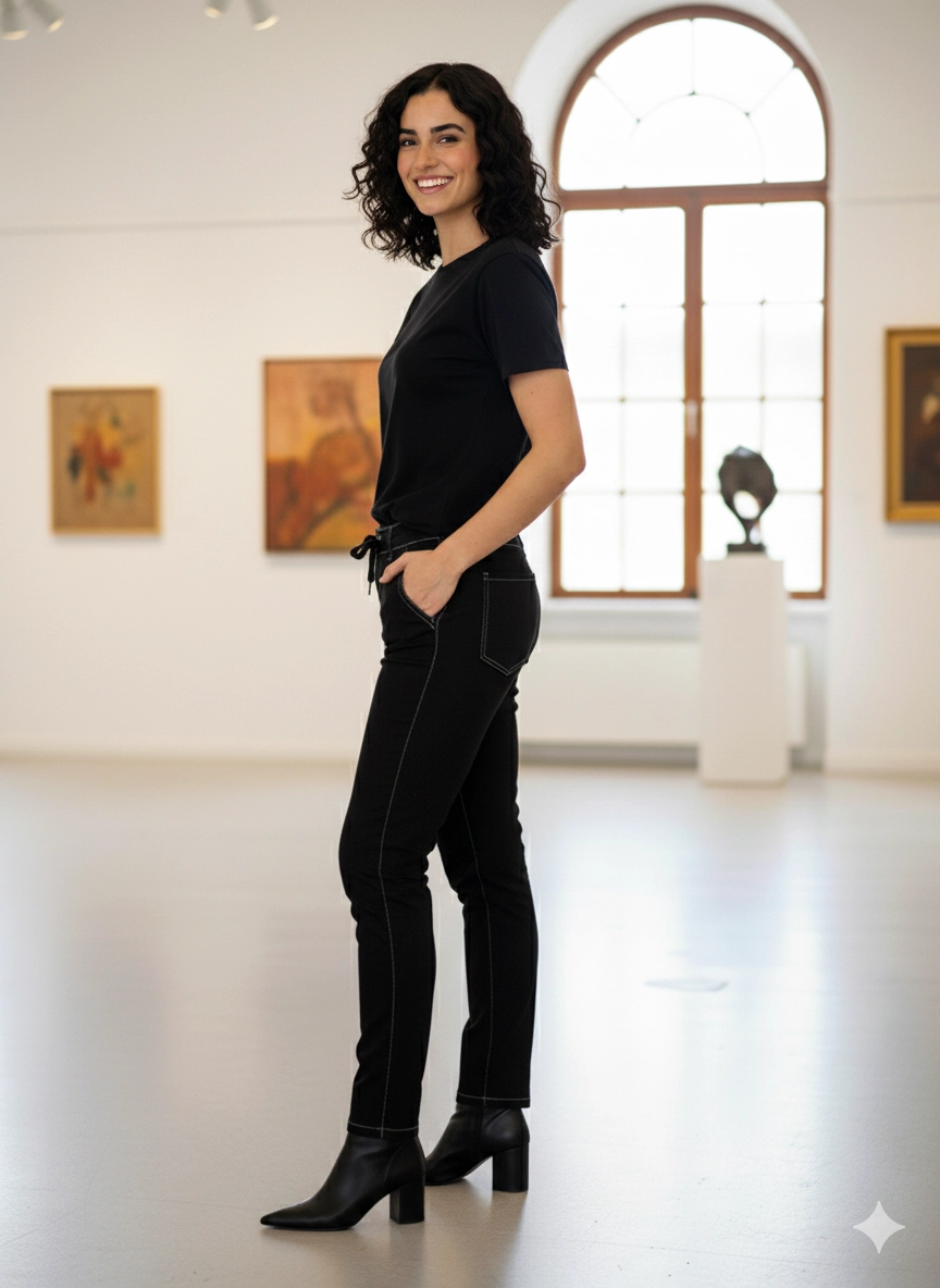 Dámske rifle Laura NoSecret – pohodlný strih a moderná čierna | EDO – Obrázok 4
