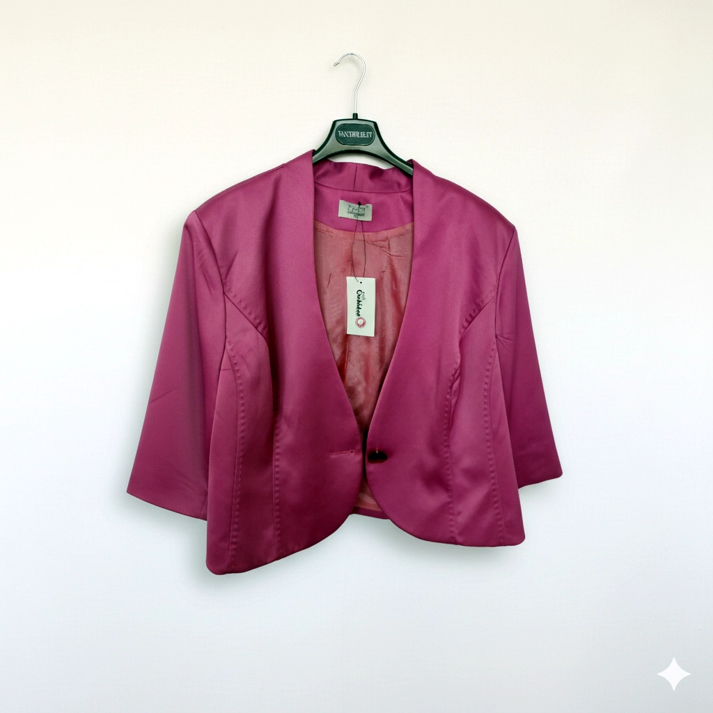 Dámske bolero Klára – elegantné saténové bolero v ružovej farbe | EDO – Obrázok 5