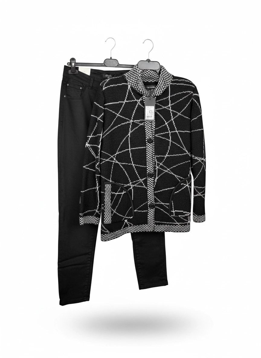 Sveter Elena – čierny kabátový sveter na zips Ria-moda | EDO – Obrázok 5
