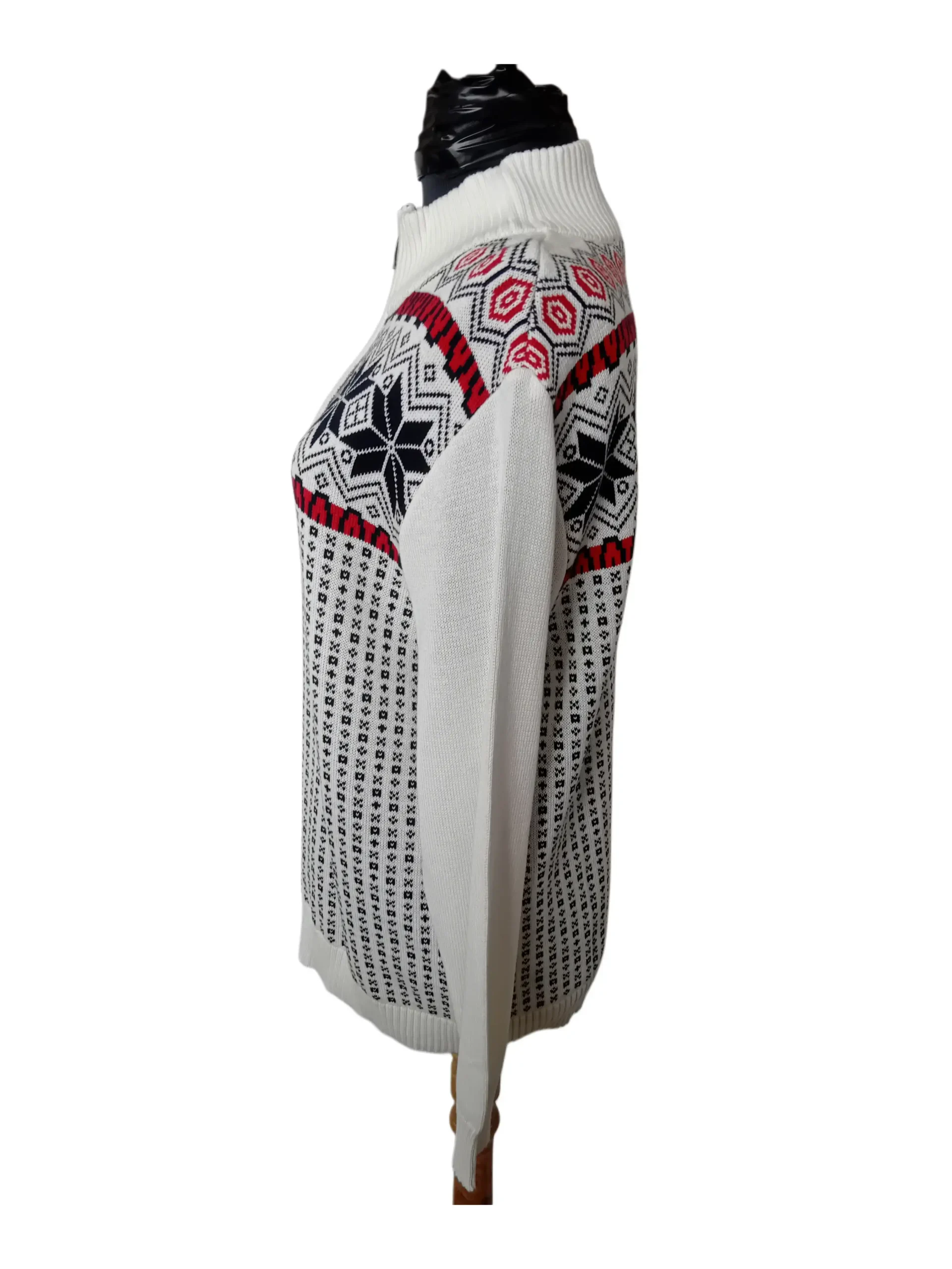 Sveter s nórskym vzorom biely (2XL) – Obrázok 5