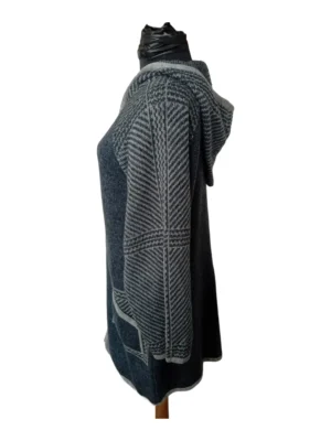 Kabátový sveter s kapucňou na zips Ria-moda petrolejový