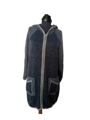 Kabátový sveter s kapucňou na zips Ria-moda petrolejový