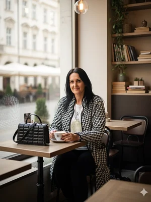 Dámsky komplet sveter a nohavice v šedej a čiernej – outfit do práce aj na voľný čas – EDO